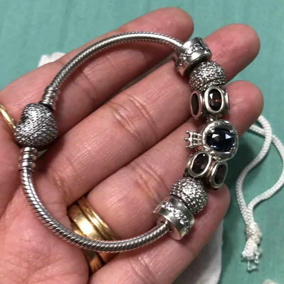 Auth sterling cz crystal Pandora bracelets